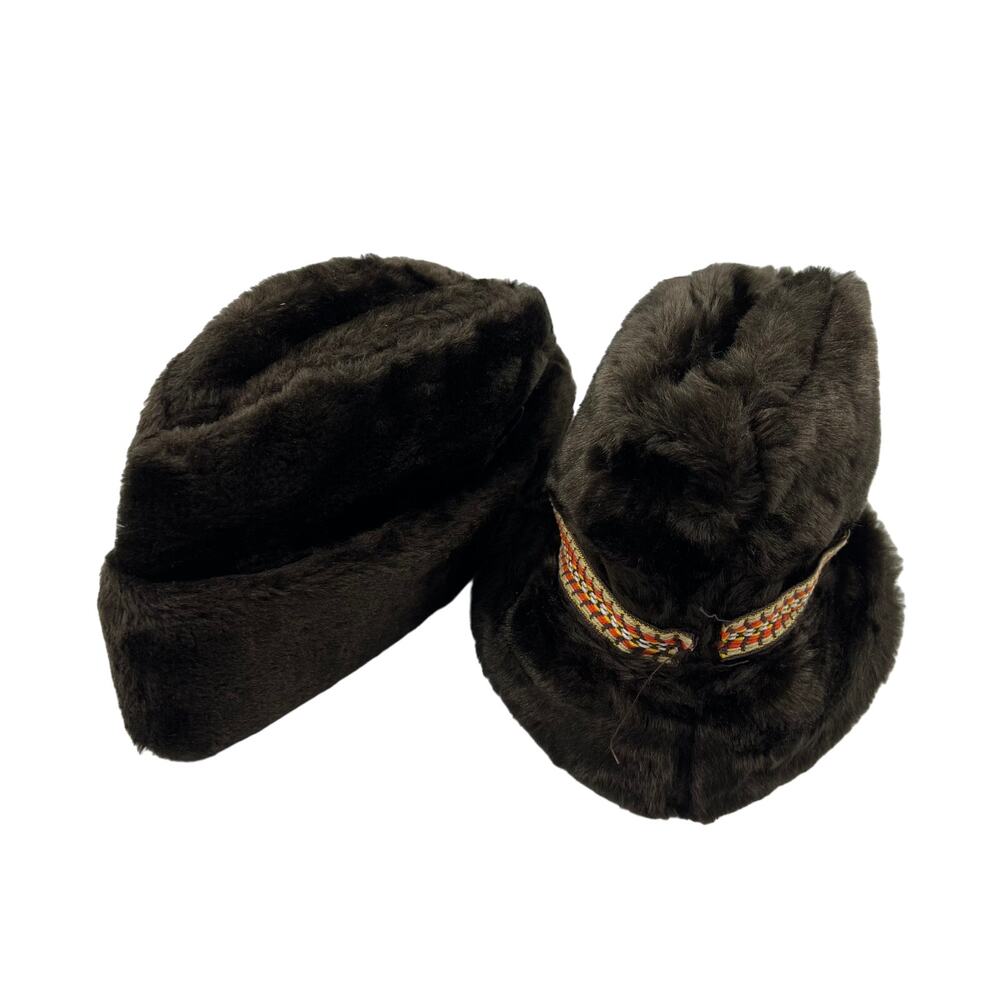 Vintage Faux Fur Hats Fedora Bucket‎ Lined Men's Small Medium USA Made Band